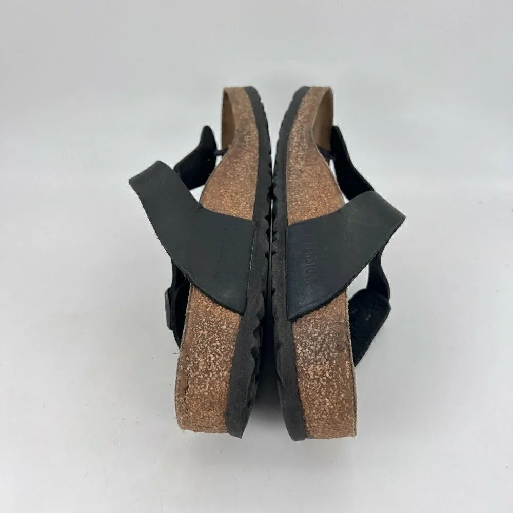 Birkenstock Gizeh Women Size 40 Black Birko-Flor T Strap Thong Leather Sandal